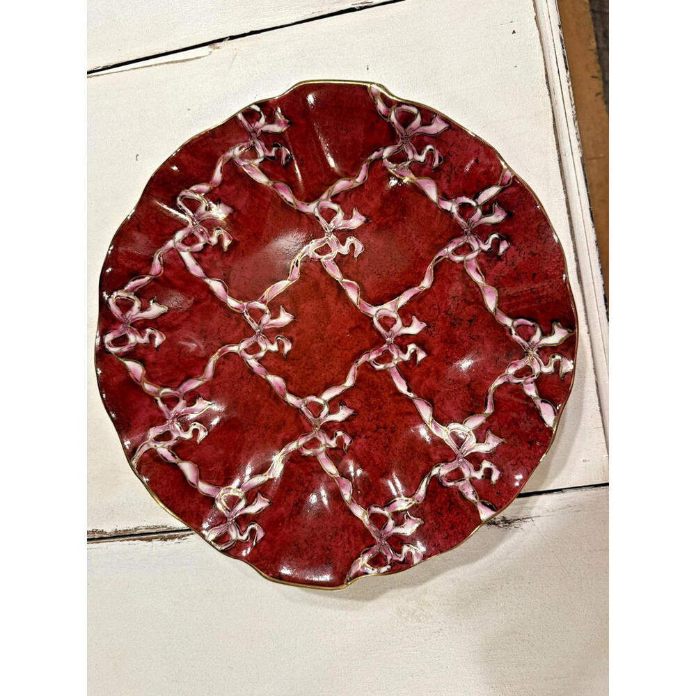 vintage Chinese handpainted decorative plate with bows by Temptations LLC